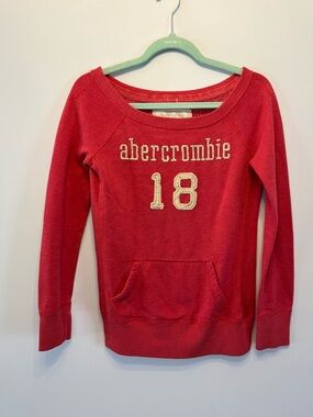 Abercrombie & Fitch Women's Red Pullover Sweatshirt - 'Abercrombie & Fitch